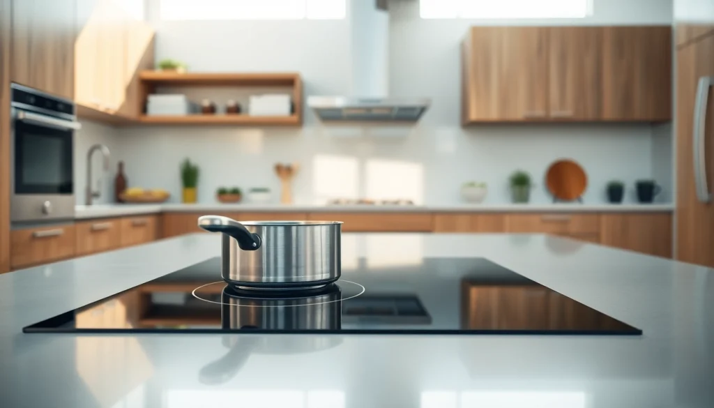 Cooking on a stylish induction hob, showcasing its sleek design and functionality.
