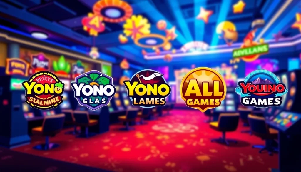 Engaging visual representation of Yono All Games, showcasing diverse gaming themes and logos.