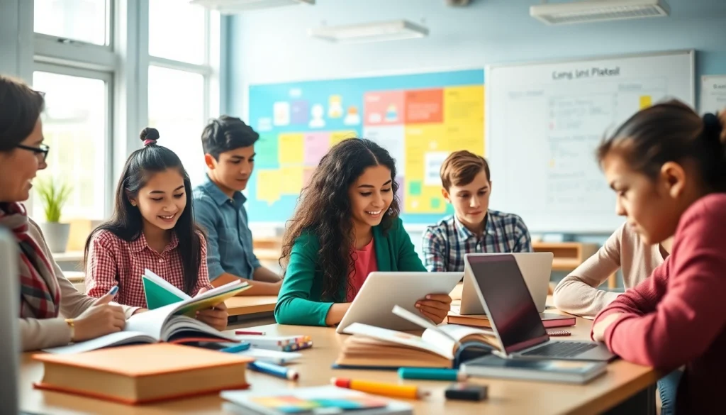 Students engage in collaborative learning activities to learn more in a vibrant classroom.